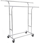 SONGMICS Gurulós ruhaállvány 110kg teherbírással, króm 129-169 cm között állítható (HSR12S)