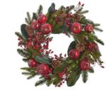  Coronita brad artificial+mere+con+bobite rosii pentru decoratiuni craciun (71025)