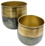 Gift Design Set 2 Măști pentru Ghivece de Flori - Metal Auriu și Gri Fumuriu, 19 cm și 14 cm (GDKPA65005840)