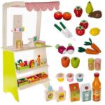 Kruzzel 25 részes fa gyerek piaci stand kasszával, mérleggel, gyümölcsökkel (00024888)