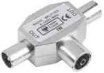 Lechpol TV koaxiális T-elosztó, 1x aljzat anya - 2x dugó apa, fém, 5-1000 MHz (66011)
