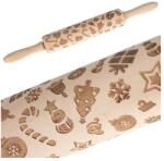 Ruhhy Karácsonyi mintás lézergravírozott bükkfa sodrófa 40 cm (00022039)