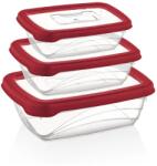 Herzberg Herzberg 3 részes légmentes BPA-mentes ételtároló szett, piros (HG-L764RED)