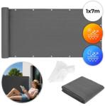 MultiGarden Erkély takaró háló szerelőkészlettel, 100x700 cm, szürke HDPE (BP-202 GREY)