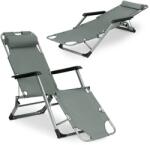 MultiGarden Összecsukható 2-az-1-ben kerti-strand szürke napozóágy 150 kg-ig MultiGarden (ZRL010F GRAY)