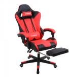 Herzberg Ergonomikus gamer és irodai szék, piros PVC bőr, kihúzható lábtartó, 120 kg (HG-8081RED)