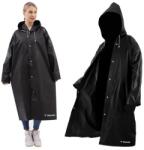 Trizand Unisex fekete EVA hosszú esőkabát kapucnival, patentos, 145×70 cm (00021840)
