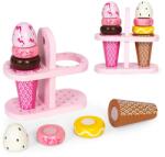 ECOTOYS Fa tépőzáras fagylaltkészlet állvánnyal, 9 db, 3+ (TL12106)