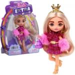 Mattel Barbie Extra Minis mini baba 15 cm rózsaszín parti ruhában, kiegészítőkkel (21504)