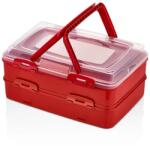 Herzberg Dupla szintes sütemény- és tortaszállító doboz, piros, 42×29×18 cm (HG-L718RED)
