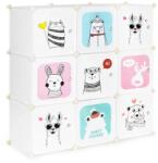 ModernHOME Gyerek moduláris tárolószekrény 9 polccal, mesefigurás ajtókkal, 109x109x37 cm (PJJCBS0009-09B)