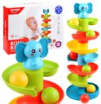 Jokomisiada Elefántos színes golyópálya torony, 47 cm, 6 labdával (16994)