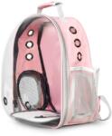PETSI Macska- és kutyahordozó hátizsák, átlátszó búra, 5 kg-ig, 32x41x27 cm (ME04-02 PINK)