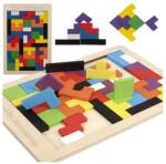 Kruzzel Fából készült logikai puzzle 40 elemmel, 27×18 cm, színes blokkok (00022667)