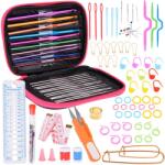 Jokomisiada 100 részes horgolótű készlet 0, 6-6, 5 mm tartozékokkal és tokkal (21343)