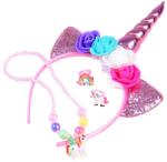 Jokomisiada Unikornis fejpánt szett lányoknak nyaklánccal, 2 gyűrűvel, 14 cm kürt (16983)