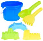Jokomisiada Homokozó játékszett: színes 14 cm vödör, lapát, gereblye, 3 forma (20803)
