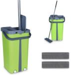Cenocco Kétrekeszes zöld lapos felmosó vödörrel, mikroszálas fej (CC-9077GN)