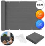 MultiGarden Balkon árnyékoló háló 100x500 cm HDPE, szürke, szerelési készlettel (BP-200 GREY)