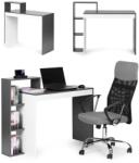 ModernHOME Fehér-szürke íróasztal 4 polccal, 110x40x92 cm (CHDK07-DG)