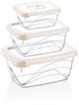 Herzberg 3 részes extra mély, elefántcsont bio élelmiszer-tároló doboz szett, BPA-mentes (HG-L771IVO)