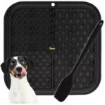 Purlov Fekete szilikon antistressz nyalogató kutya etető-alátét, csúszásgátló, 20×20 cm (00019378)