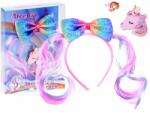 Jokomisiada Csillámos unikornisos masnis lány fejpánt szett csattal és gyűrűvel (16984)