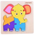 Jokomisiada Színes elefánt fa kirakó, oktató puzzle, 6 db elem, 14, 5×14, 5 cm (21415)