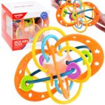 Jokomisiada Puha szenzoros rágóka-csörgő labda babáknak, 14 cm (19013)