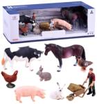 Jokomisiada Kézzel festett farm állatfigura készlet farmerrel, 9 darab (14554)
