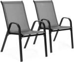 MultiGarden 2 db halmozható szürke kerti szék teraszra, porfestett acél vázzal (SC-092KD DARK GRAY)