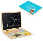 ECOTOYS Fa mágneses oktató laptop tábla 78 betűvel/számmal, krétával és fa telefonnal (G068 - BLUE)