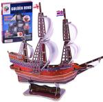 Jokomisiada 3D Golden Hind hajó puzzle, 108 db, 51×16×44, 5 cm (13737)
