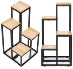 ModernHome 4 polcos virágállvány, fém-mdf, világos dió (PJJPS0011 LIGHT)