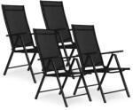 MultiGarden 4 db összecsukható acél kerti szék, fekete, 7 fokozatú háttámlával (WR1652-4 BLACK)