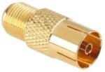 Lechpol Aranyozott F aljzat-TV antennacsatlakozó redukció, réz, 75 Ohm (64605)