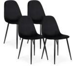 ModernHOME 4-részes fekete bársony étkező- és nappali szék készlet, acél lábakkal (J933 BLACK)