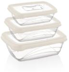 Herzberg Cooking Herzberg 3 részes légmentes BPA-mentes ételtároló doboz szett, elefántcsont (HG-L764IVR)