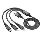 hoco. X76 töltőkábel 3in1 (USB - lightning/microUSB/Type-C, 2A, 100cm) FEKETE (X76_B) (X76_B)