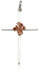  Ezüst Kereszt Medál - Rózsaszín Arany Virág - Női