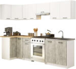 AKORD Konyhabútor sarokgarnitúra olivia 3m fehér beton (SKZOLIDBIABETN)