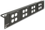 Delock D-típusú 19 Patch Panel 4 D-típusú lemezzel 86 x 86 mm méretű és 4 port 2U fekete
