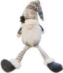  Karácsonyi manó lógó lábbal 65 cm - Szürke-fehér, fenyő dísszel