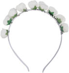  Virágos hajpánt -Fehér habszivacs rózsás hajráf