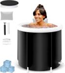 PREMIUM felfújható fürdőkád gyerekeknek, felnőtteknek, családi, hordozható, hideg-meleg vízre alkalmas, SPA kezelésre alkalmas, több lefolyóval, pumpával és tartozékokkal, 5 cm x 85 cm, feket