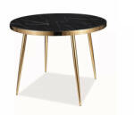 SIGNAL MEBLE Calvin Luxus Kerek Étkezőasztal Edzett Üveg Márvány Fekete-Arany (CALVINMAZL100)