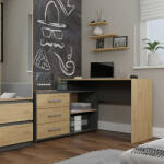 GreenSite Riano MIX Dany sarok íróasztal polccal, tárolóval, 120x76x50 cm, antracit-tölgy (GSB5999114137311)