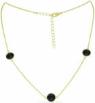  Arannyal Bevont Ezüst Nyaklánc Fekete Spinellel, Y59301