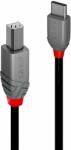 Lindy Кабел Lindy Anthra Line, от USB-C(м) към USB-B(м), 2m, черен (LNY-36942)