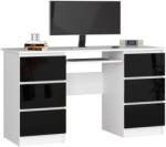 AKORD Számítógépasztal, 6 fiókkal P77_135 - fehér/fényes fekete (IP0PBIUA11BIAPOLCZAR)